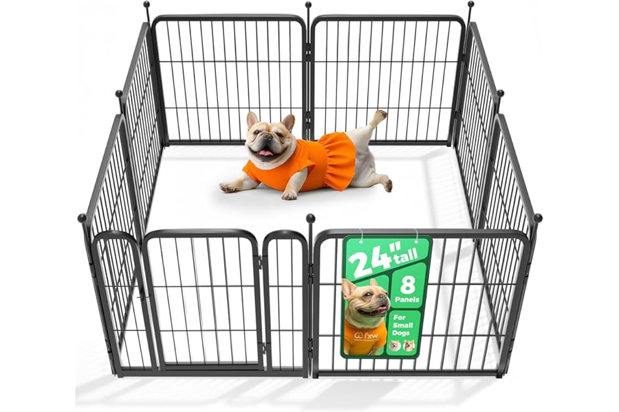 FXW Rollick Unleashed Dog Playpen for Indoor, Yard, RV Camping, 24 inch 8 Panels for Small and Puppy Dogs, Black│Patented