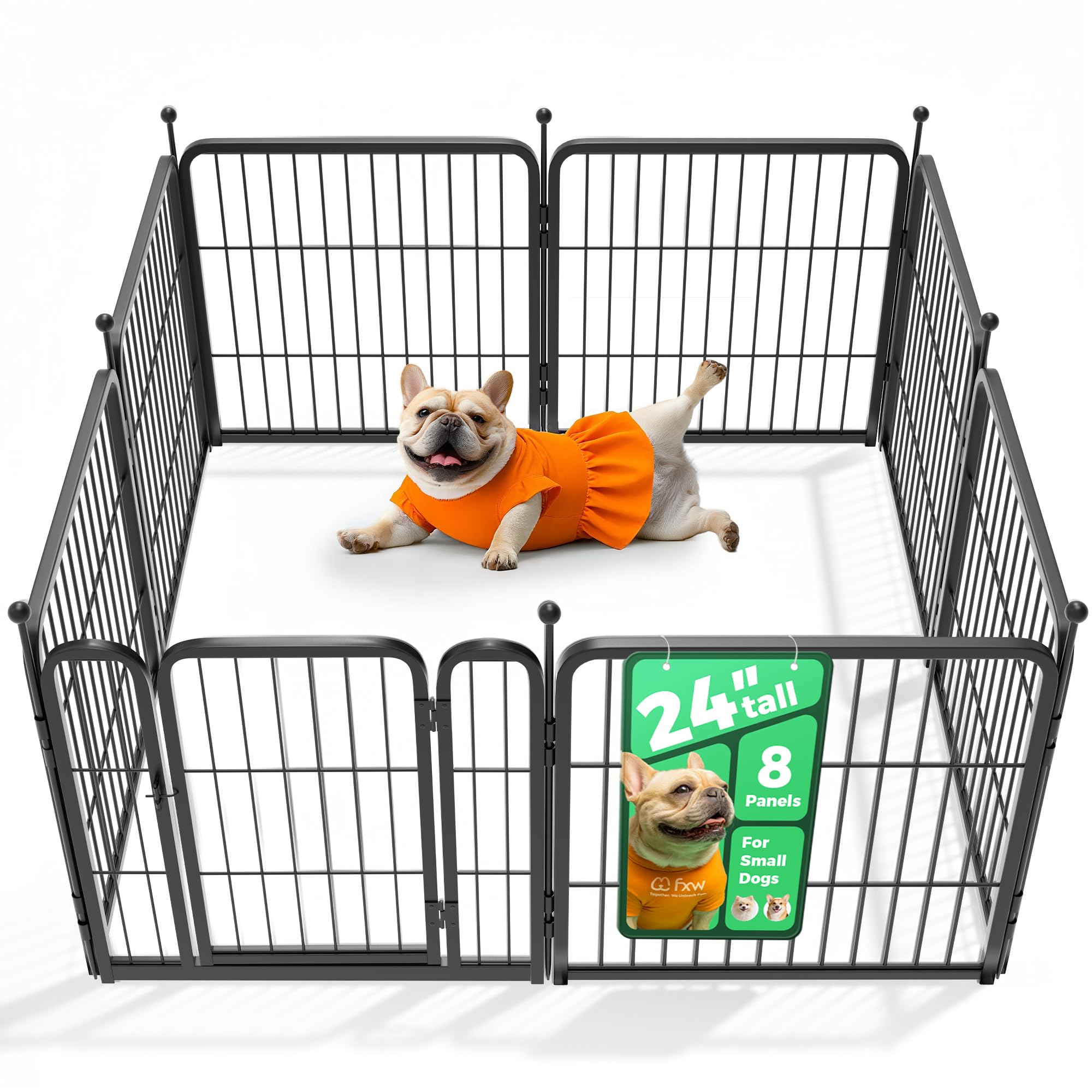 Photo 1 of *Used/Scratches* FXW Rollick Unleashed Dog Playpen for Indoor, Yard, RV Camping, 24 inch 8 Panels for Small and Puppy Dogs, Black?Patented