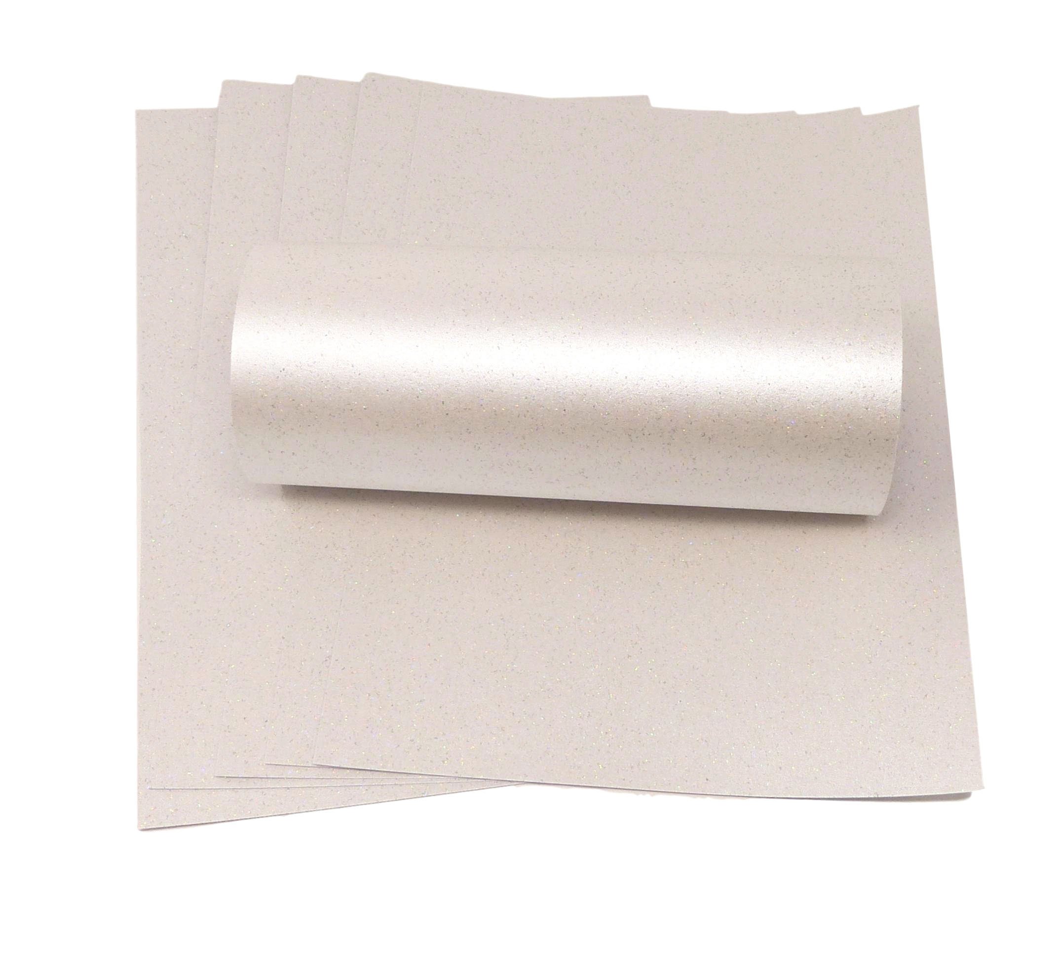 Syntego A4 Ivory Sparkle Paper with Iridescent Sparkle 120gsm One Sided for Crafts Card Making (20)