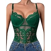 popiv Women One Piece Lingerie Lace Body Suits Teddy Corset Tops Underwire Bodysuit