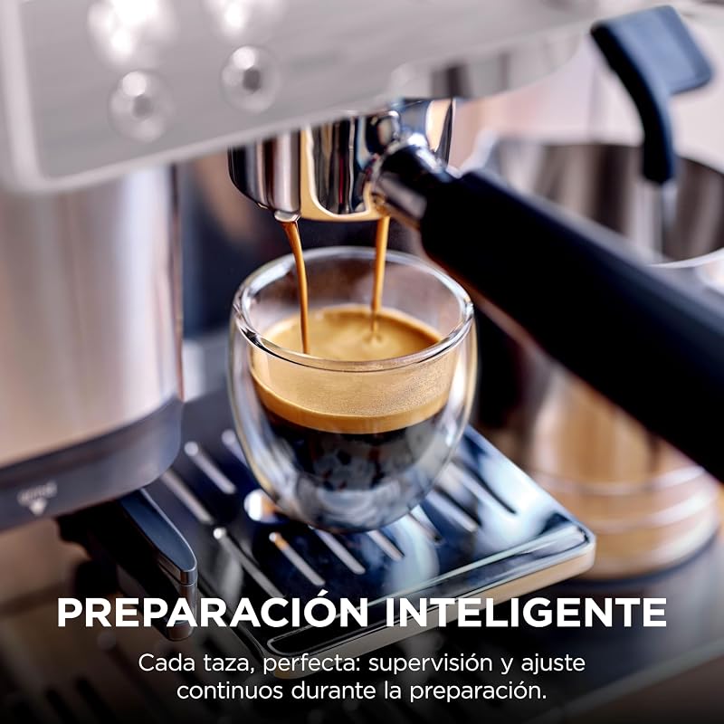 Cafeteira Luxe Premier 3 em 1 para latte, cappuccino, cold brew e espresso com moedor e espuma de leite integrados, fácil de usar e 4 predefinições automáticas de espuma, prata, ES601EU