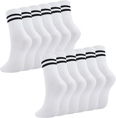 Zuimei 6 Pairs Women's Sport Socks Cotton Ankle Crop Breathable Multipack White