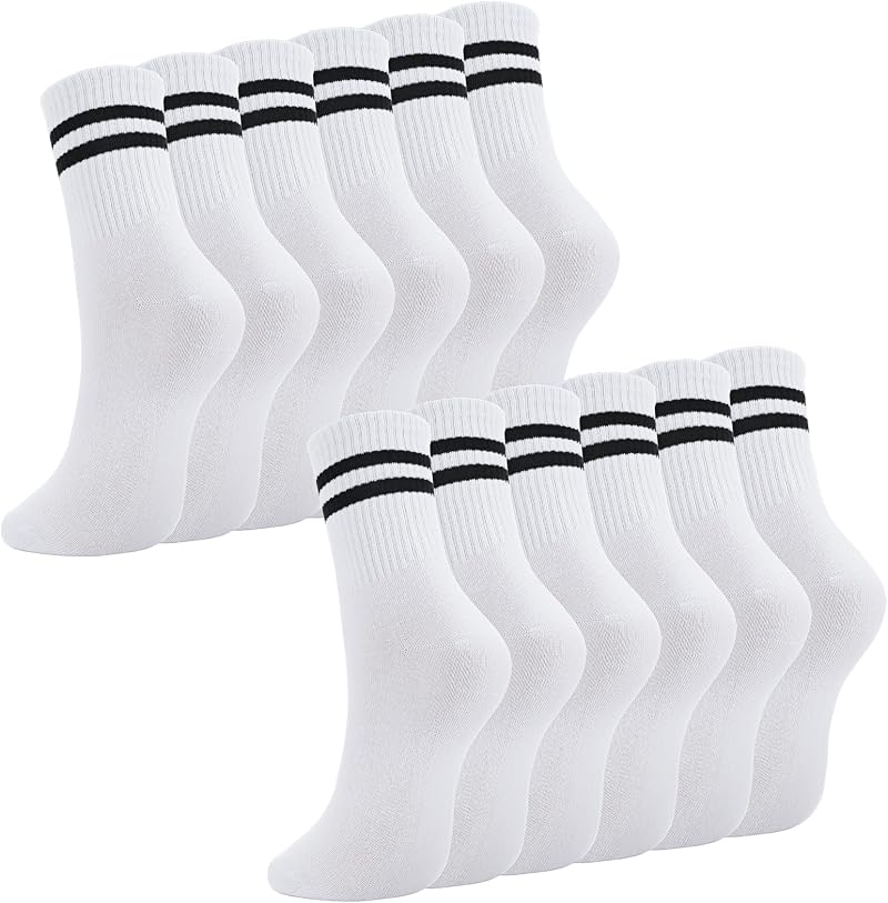 Zuimei 6 Pairs Women's Sport Socks Cotton Ankle Crop Breathable Multipack White