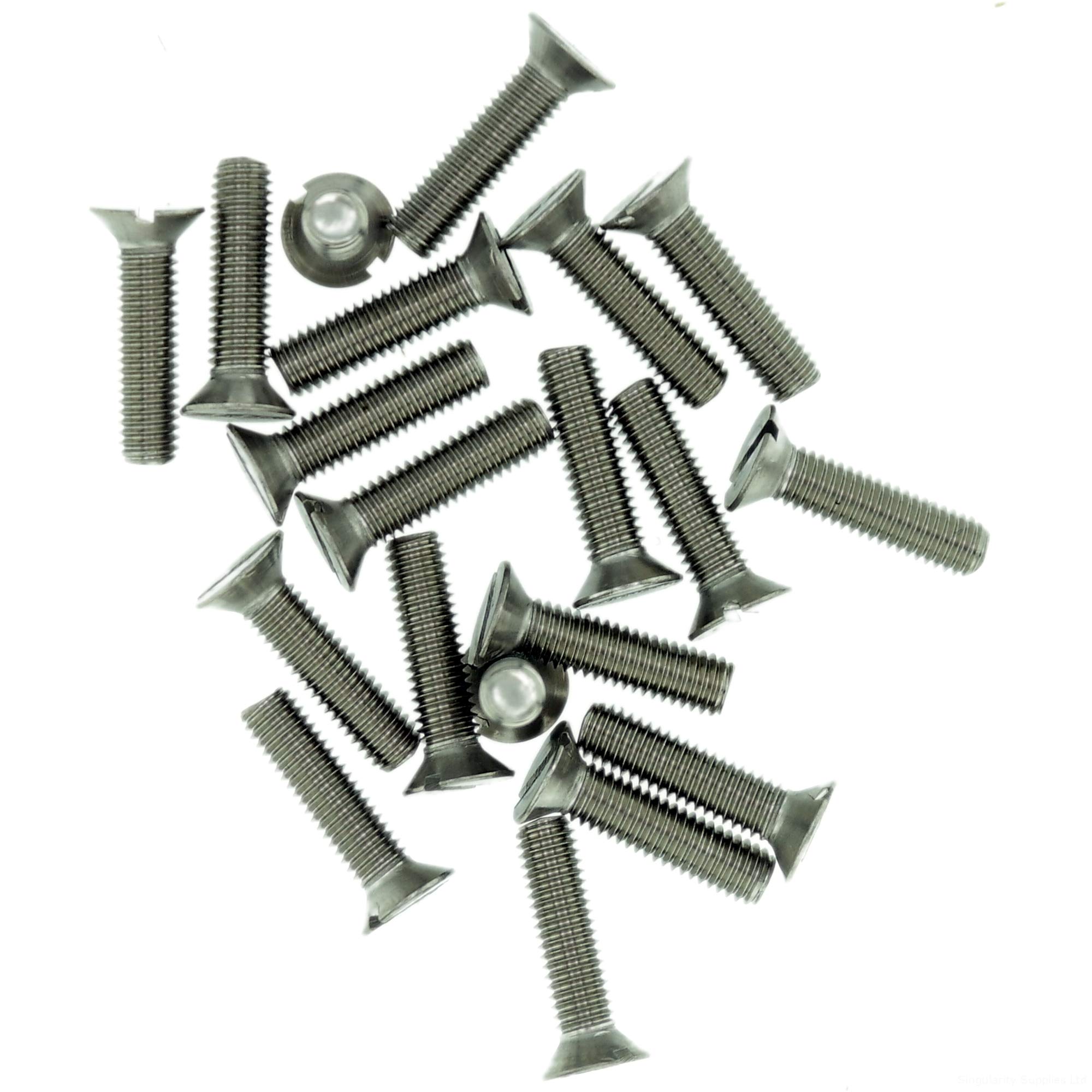 M1.6 (1.6mm x 4mm) Slot Countersunk Machine Screw (Bolt) - Stainless Steel (A2) (Pack of 20)