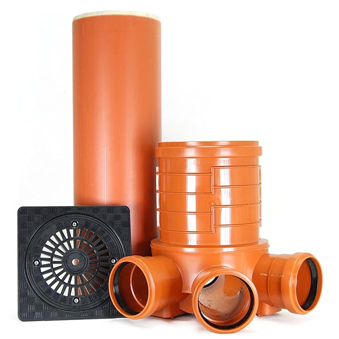 KG Schacht DN300 Komplett SET 1,24m KG Rohr Kanal Entwässerung Regendeckel