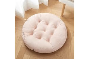 Getmo Resin Large Floor Pillows,Round Meditation Pillow,Microsuede Sitting Pillows Floor Cushion for Yoga Living Room Balcony Office Outdoor,Seat Cushion Tatami for Chair Sofa,22x22 Inch,Pink
