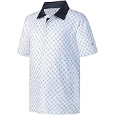 Boys Polo Shirt Short Sleeve Performance Dry Fit Stretch Funny Print Active Casual Collared Golf Shirts for Boy