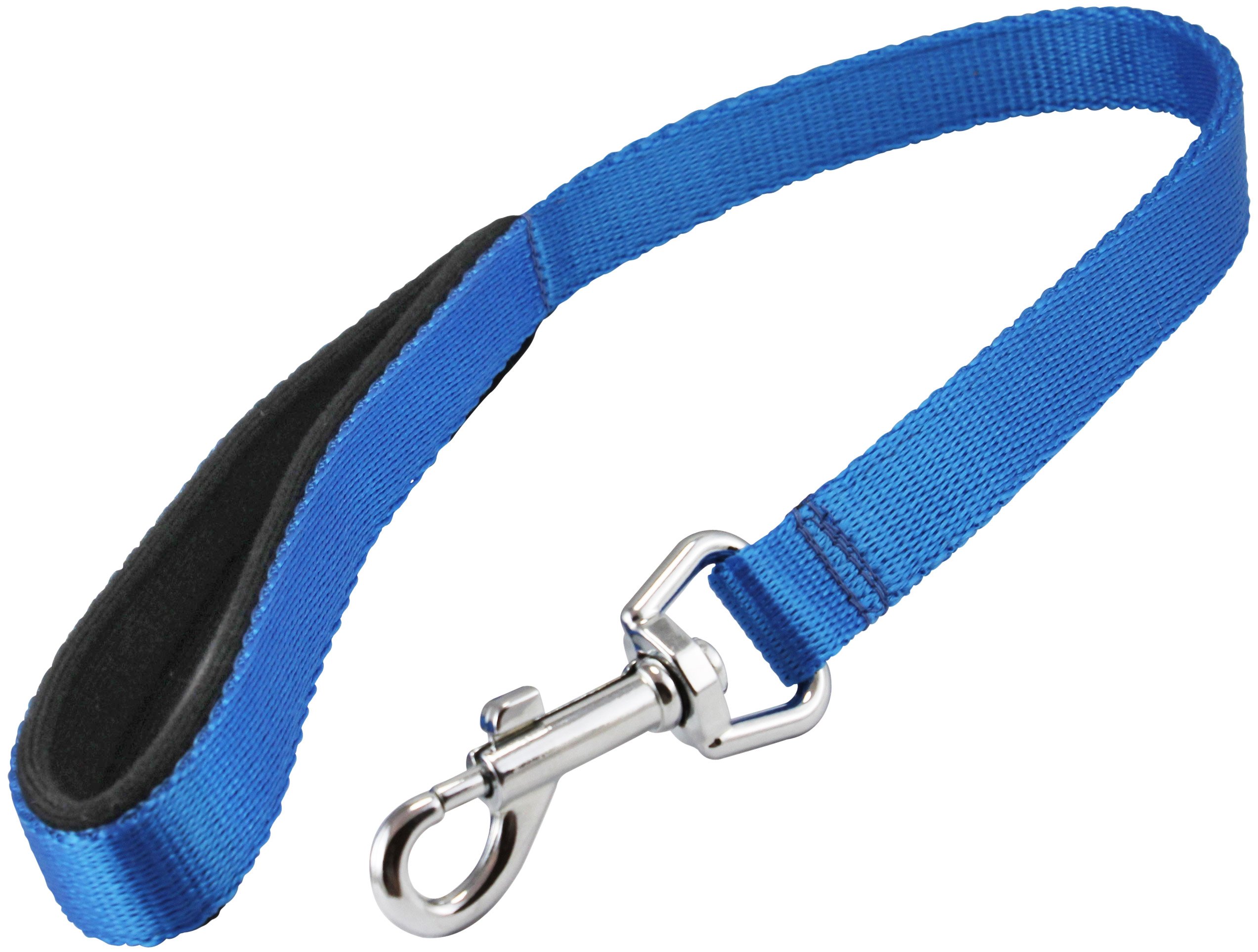 Short Dog Leash Padded Handle Wide Nylon Traffic Lead 22" Long Blue (Large: 3/4" Wide)