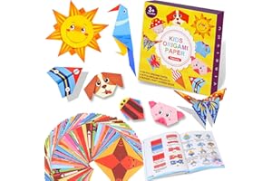 Yibeishu Origami paper kit for kids108 Vivid Colorful Folding Paper 54 Patterns Art Projects Kit with Origami Book for 5 6 7 8 9 10 11 12 Years Girls Boys Adults Birthday Christmas Gift