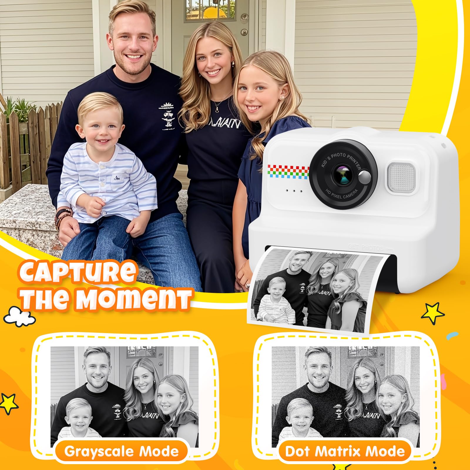 Kids Instant Print Camera, 1080P HD Kids Camera Instant Print with 3 Rolls Print Paper & 32GB Card, Ideal Kids Toys Gifts for Boys & Girls Age 3-14 (Black)