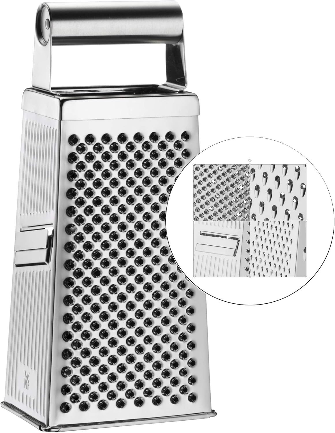 WMF Vierkantreibe, 8 x 24 cm, Reibe Edelstahl, 4 Reibeflächen, ideal als Kartoffelreibe, Gemüsehobel, Cromargan Edelstahl, spülmaschinengeeignet