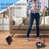 JEHONN Dustpan and Brush Set Long Handle 138cm 180° Swivel Orange Black view 3
