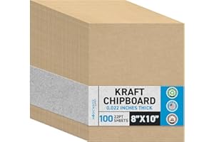 100 Chipboard Sheets 8 x 10 inch - 22pt (Point) Light Weight Brown Kraft Cardboard for Scrapbooking & Picture Frame Backing (