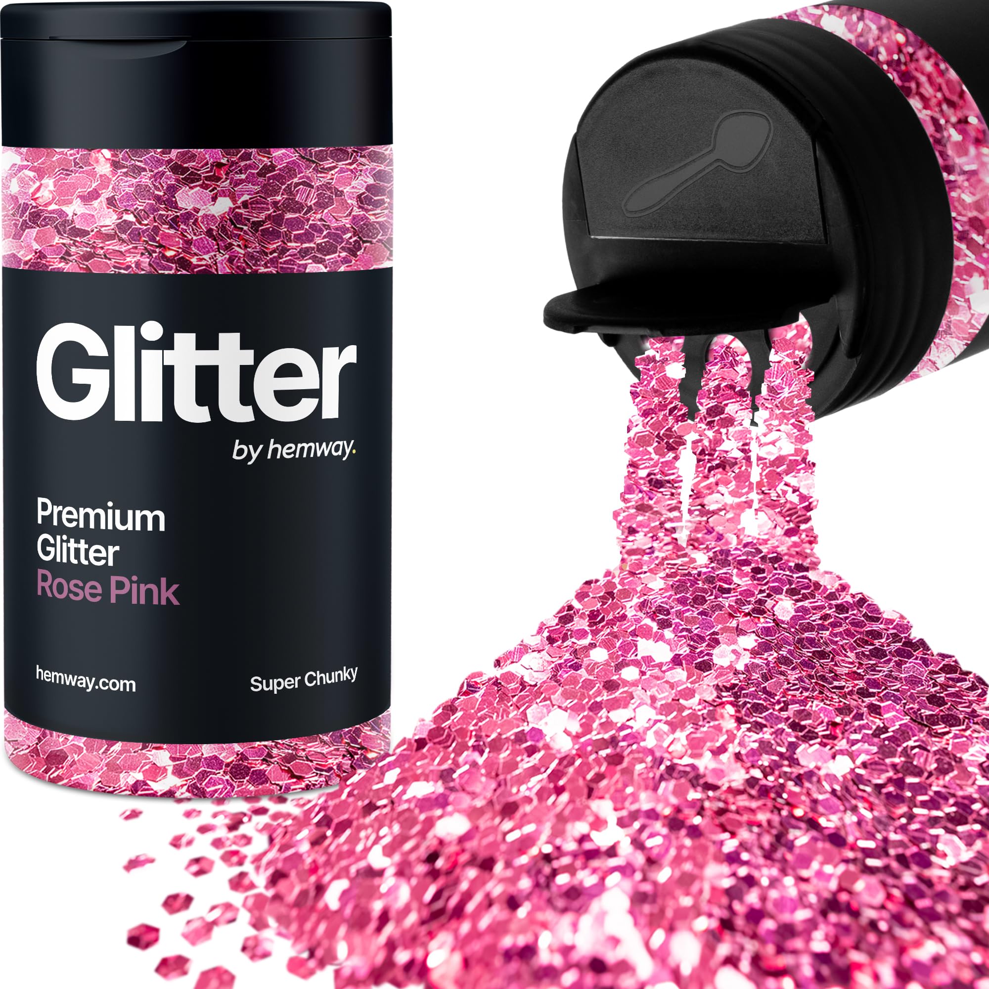 Rose Pink Glitter Shaker, 130g Super Chunky Glitter, Crafts 1/8" Metallic Flake Rose Pink Sequins, Resin & Epoxy Crafts, Decorating, Halloween, Christmas Nail, Face, Hemway