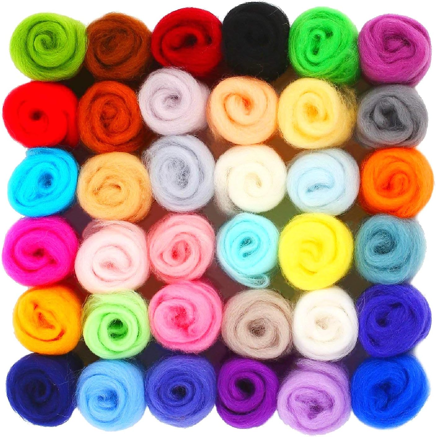 SOLEDI Felting Wool Roving, 36 Colours Merino Wool Fibre Roving for