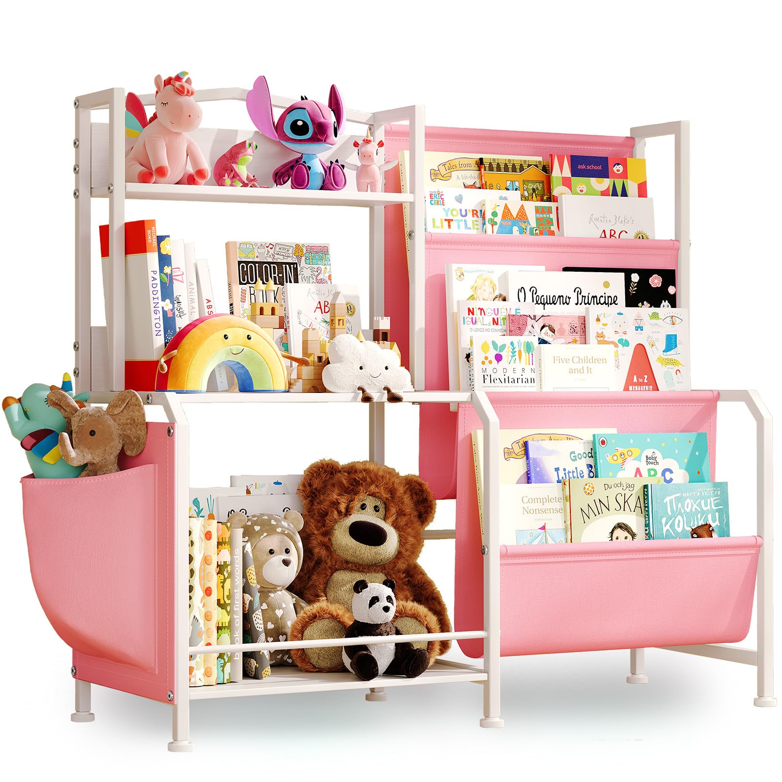 Photo 1 of ITEM IS MISSING PARTS, UNSURE WHAT PARTS ARE MISSING --------------------------------------------------------------------------HYCFYJR Kids Bookshelf and Toy Organizer, 3 Tier Girls Pink Bookshelf for Kids, Nursery Book Shelves, Toddler Book Shelf, Kids B