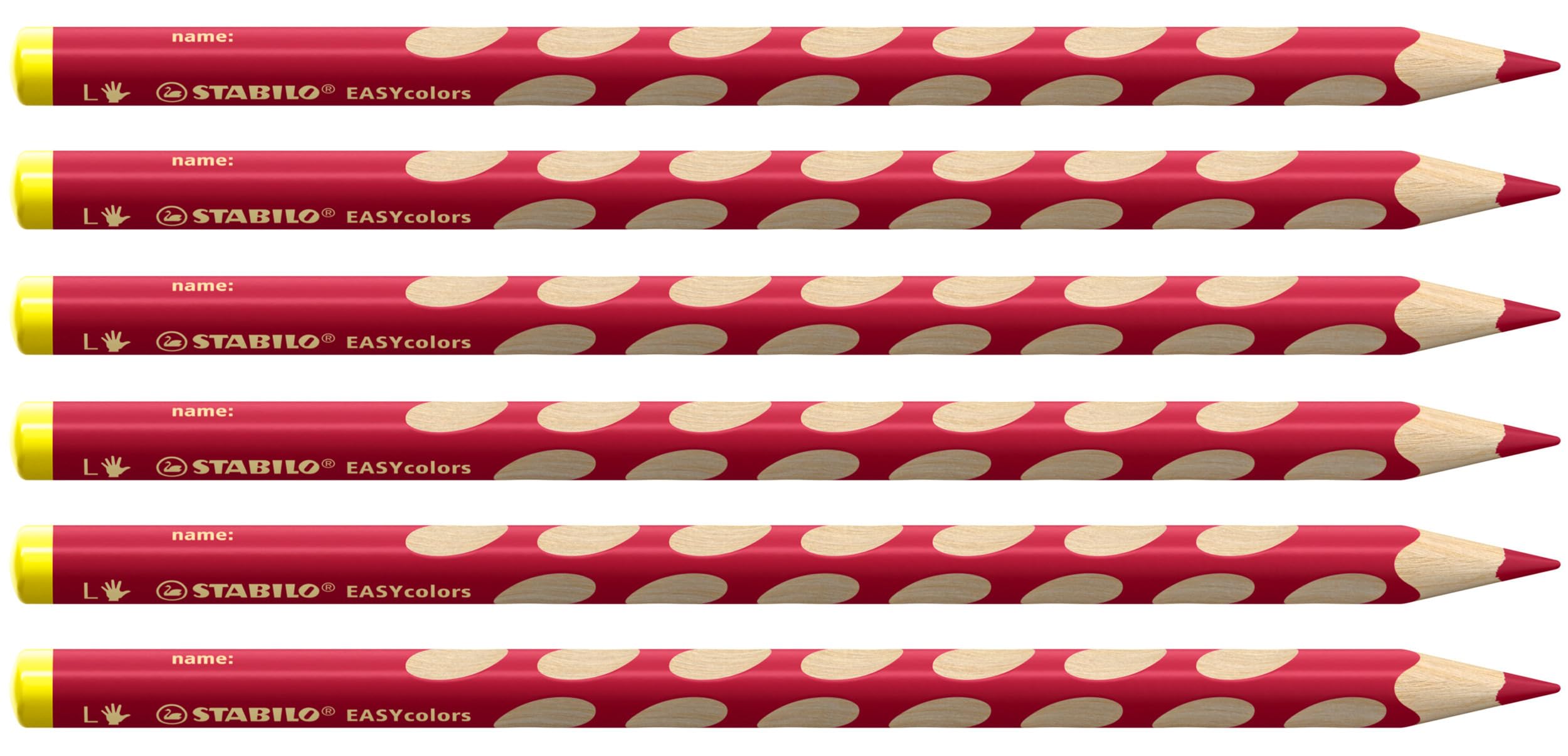 STABILO Ergonomic Colouring Pencil EASYcolors - Left-Handed - Pack of 6 - Red
