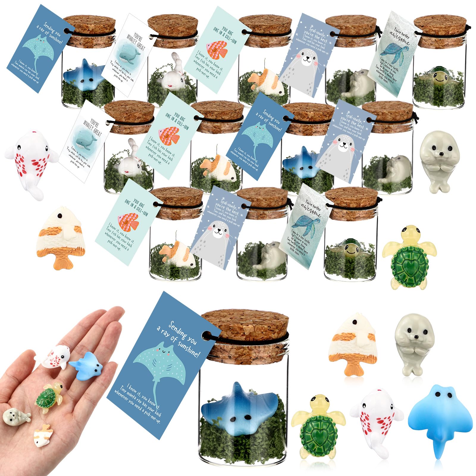 Photo 1 of Fumete 35 Set Housekeeping Appreciation Gifts Bulk Employee Thank You Gifts for Coworker Teacher Staff Team Volunteer Office Inspirational Emotional Animals Support Positive Party Favors(Sea)
