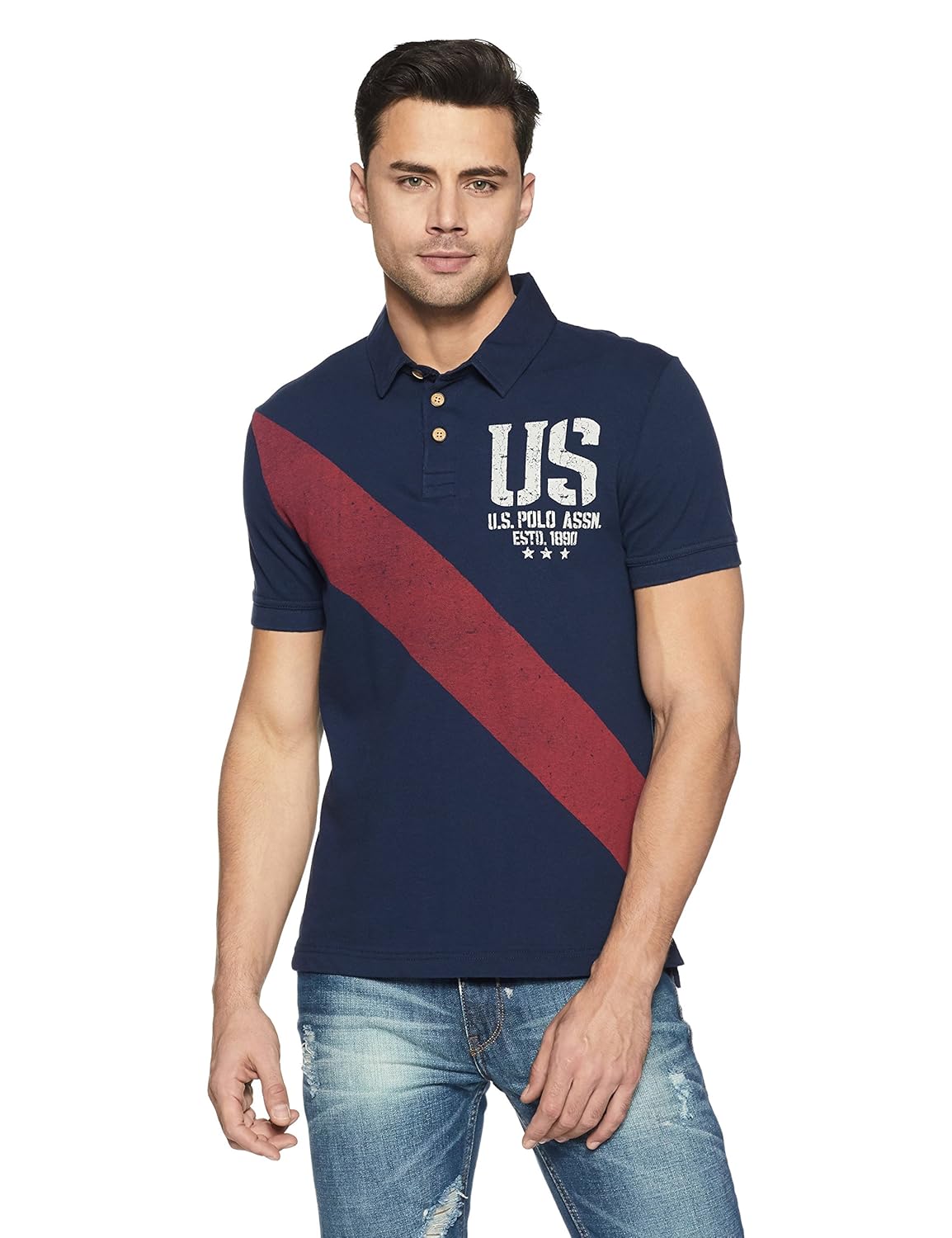 us polo association men's geometric print regular fit polo