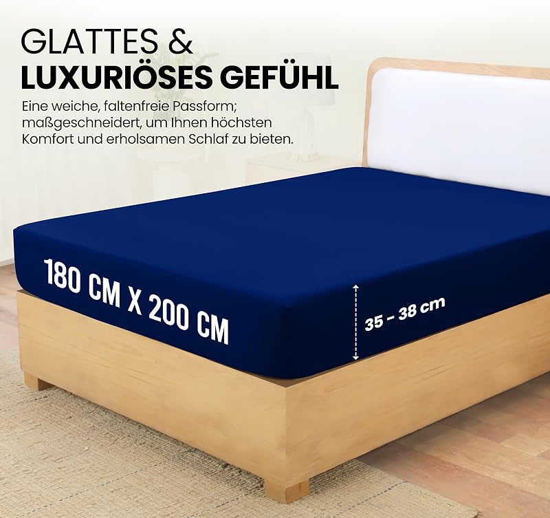- Spannbettlaken 180x200cm - Royal Blau