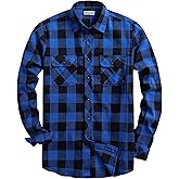 DELCARINO Mens Flannel Plaid Shirts Regual Fit Casual Long Sleeve Button Down Fleece Shirts
