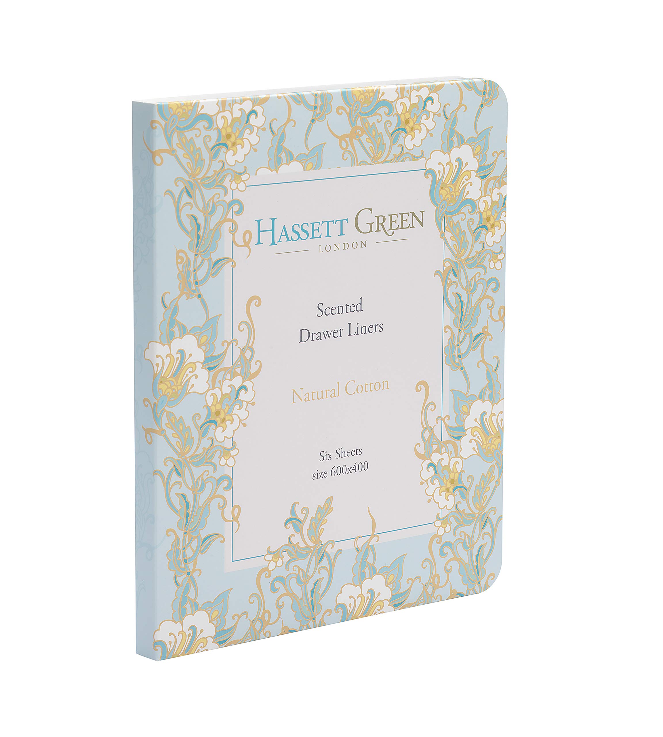 Hassett Green London - Natural Cotton Scented Drawer Liners - Single Pack of 6 Sheets size 600 x 400 mm (Single)
