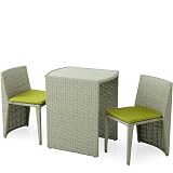 Set In Rattan Da Balcone Con Tavolo 2 Poltrone E 2 Cuscini