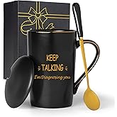 Jmugmt Psychology Gifts, Keep Talking I'm Diagnosing You Mug, Social Worker Gift Mental Health for Women Men, Psychologists Psychiatrists Gifts, 14 Oz Black with Gift Box Lid and Spoon