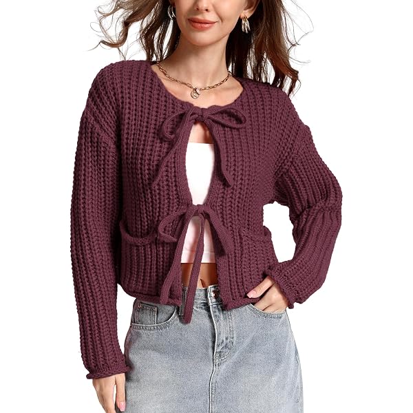 Ugerlov Women's Long Sleeve V-Neck Shirt - Soft Casual Lantern Hem Top For Fall