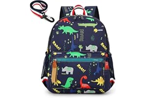 willikiva Cartoon Bus 12 Kindergarten Backpack for Kids Girls and Boys,Waterproof Preschool Toddler Backpack Wiht Leash and Safety Harness(Blue)