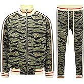G-Style USA Men's Tiger Camo Track Suit Set with Drawstring Waistband ST568 - Tiger Camo - Medium