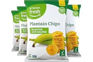 Amazon Fresh, Roasted & Salted Plantain Chips, 12 Oz (Pack of 4) (Previously Wickedly Prime, Packaging May Vary)