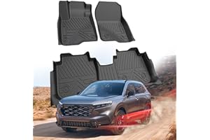 Runine Car Floor Mats for Honda CRV 2023 2024 2025 (Include Hybrid), All Weather Protection TPE Car Mats Custom Car Liners Accessories, Front & 2nd Row Floor Liners Set, Black