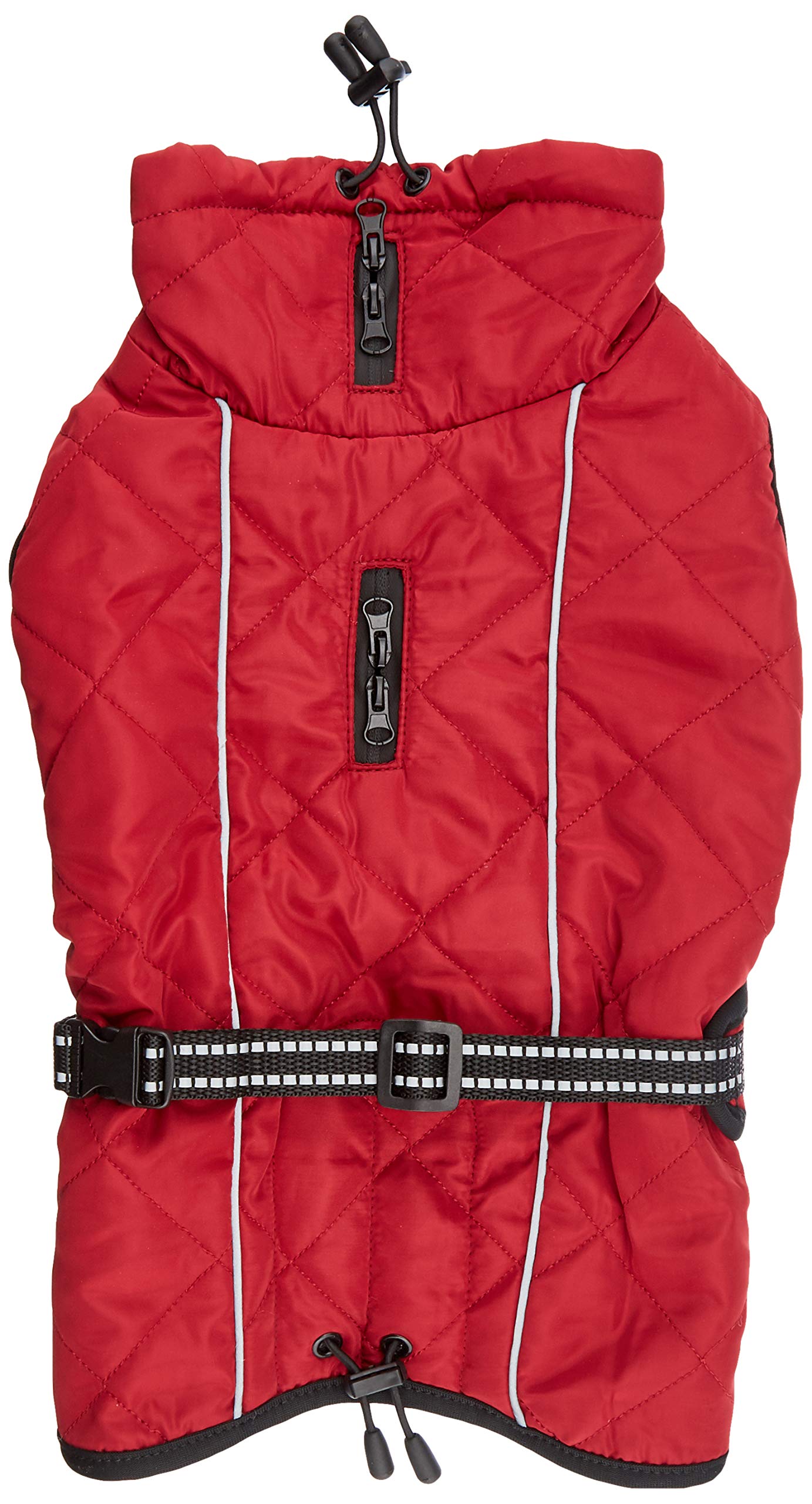 Trixie Minot Cape for Dogs, Red, XS, Waterproof, Plush, High Neck, Reflective, Padded