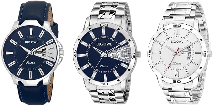 Analog White Dial Watches for Men - Combo of 3