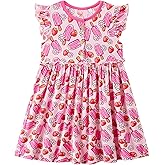 EASWEET Bamboo Viscose Toddler Girl Dresses Ruffle Short Sleeve Girls Summer Dress