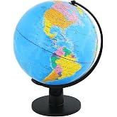 TOPGLOBE 12"/30cm World Globe Educational Political Map (12"/30cm diameter) | Home Office Decor Swivel Rotating Globe English