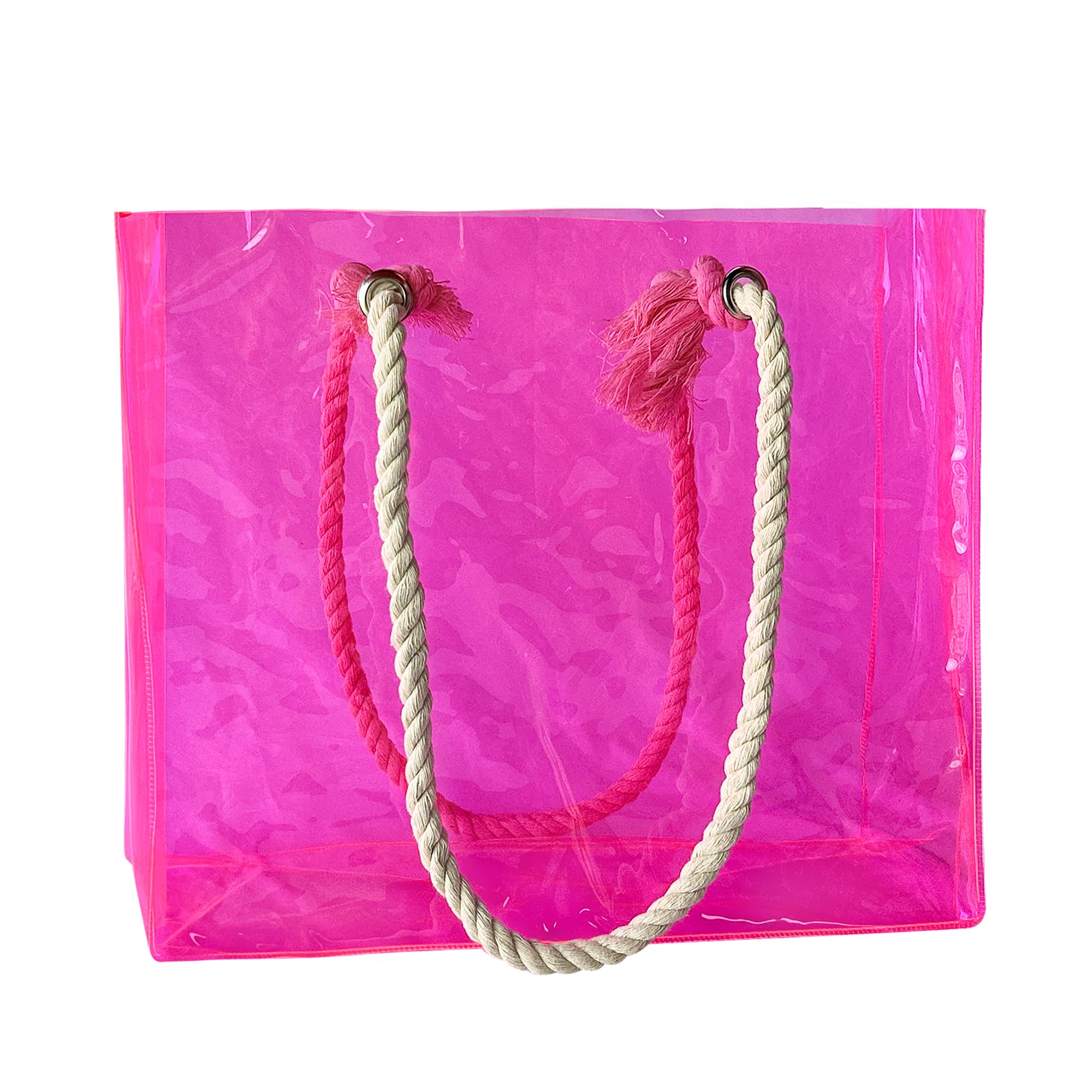 Photo 1 of TotePrint Clear Stadium Bag 15.75×11.81×3.94Inches - Large Transparent Tote with Rope Handle, Pink (1-Pack) | Approved for Sports Events, Concerts, Work & Beach