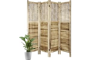 ECOMEX Cutout Room Divider,4 Panel Freestanding Room Divider Screen,Folding Privacy Wall Screen Room Divider for Home Office Bedroom, Brown