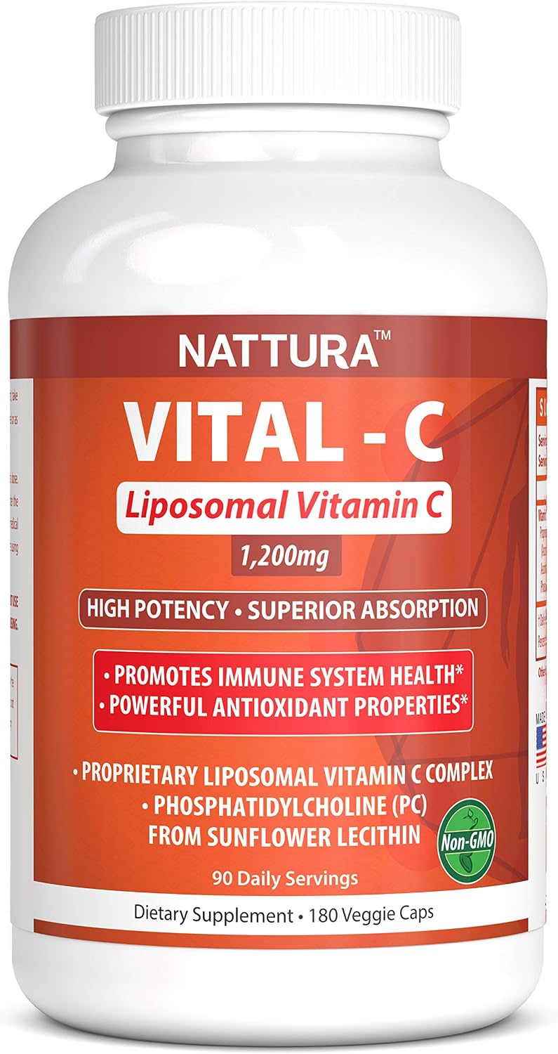 Liposomal Vitamin C - 1500 mg - 180 Veggie Caps - Proprietary Liposomal C Complex with Phosphatidylcholine (PC) from Sunflower Lecithin