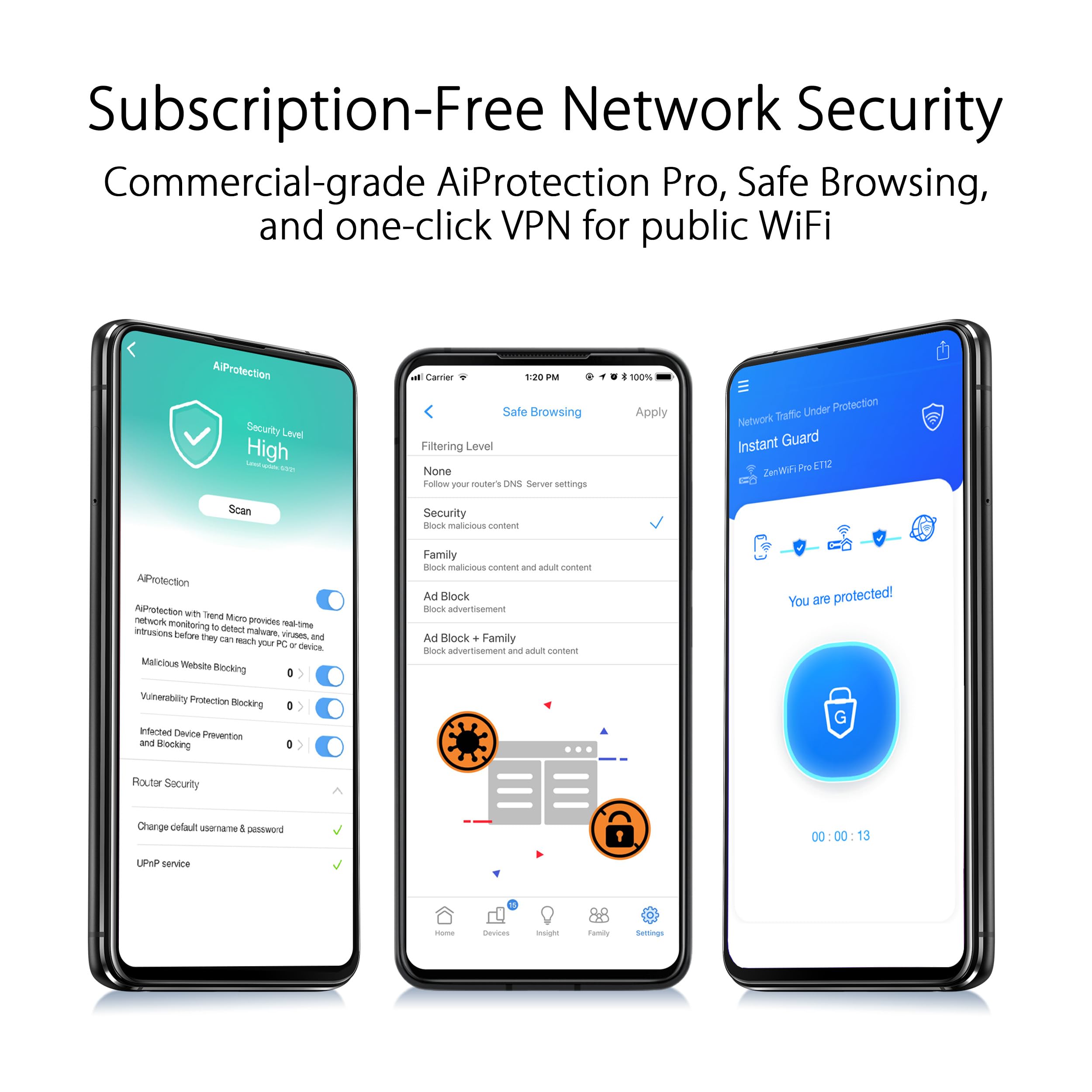 ASUS ZenWiFi Pro ET12 AXE11000 Tri-Band WiFi 6E Mesh System (2 pack), Coverage up to 6000 sq ft, Subscription-free Network Security, Advanced Parental Controls, Instant Guard, VPN, Dual 2.5G Ports