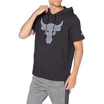 Under Armour Men's Project Rock Terry Bull Short Sleeve Hoodie (XX-Large,  Black / Onyx White-001) at Amazon Men's Clothing store