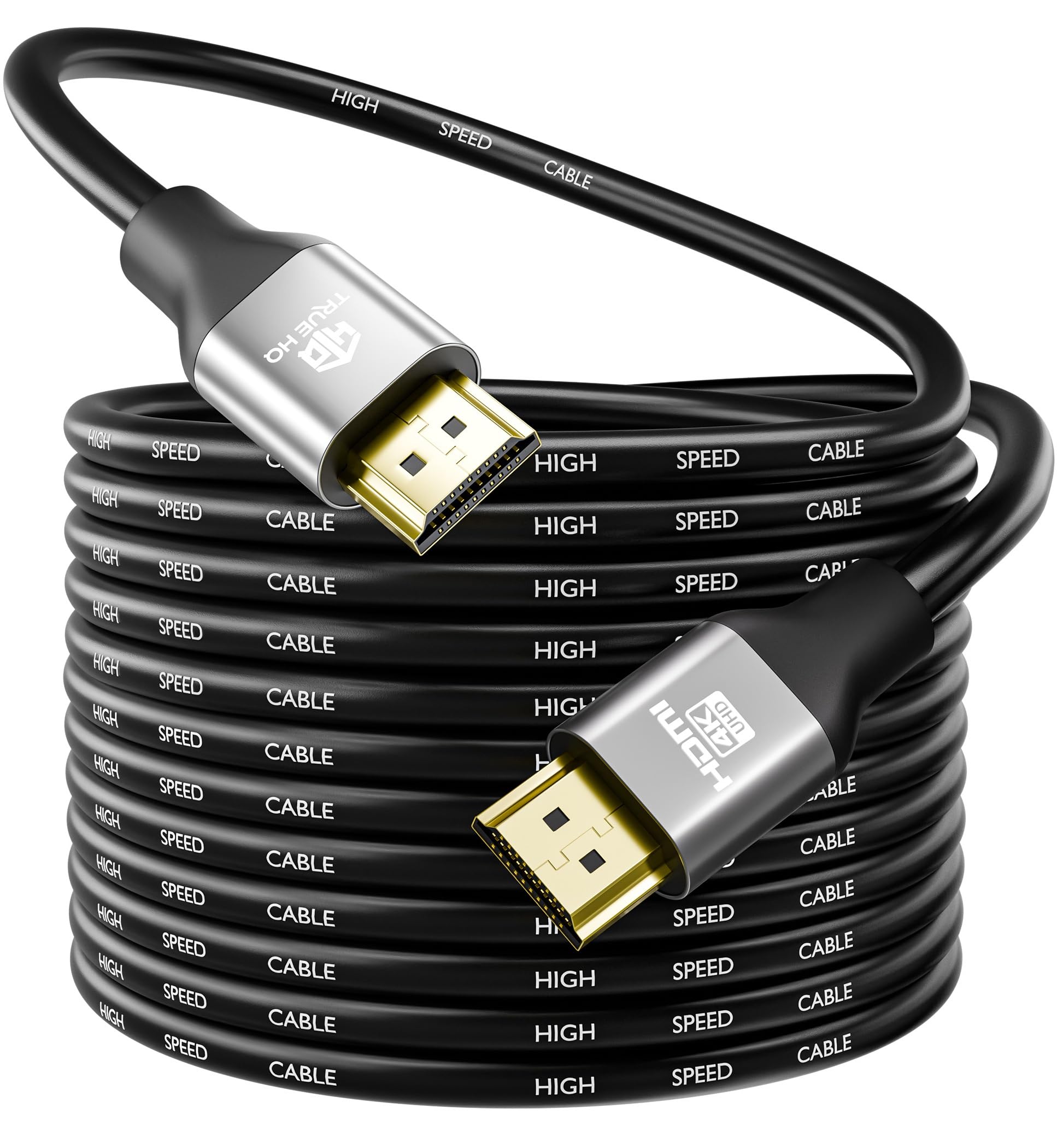 True HQ 4K HDMI Cable 15m, High Speed 18Gbps (HDMI 2.0), 4K@60Hz Ultra HD with HDR10, ARC, HDCP 2.2 and Ethernet – Long Lead for TV, Projector, Monitor, PS5, Xbox