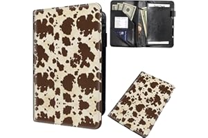 MXFDEGF Server Book for Waitress, Waiter Book Server Wallet Fit Serving Aprons, PU Leather with Zipper and 7 Large Pockets Pen Holder for Checks Pen Holder Personal Organizer Wallet,Brown Cow Print Pattern