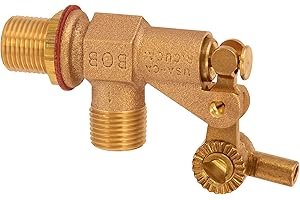 Robert Manufacturing R700L Series Bob Red Brass Tank Wall Mounted Bulkhead Float Valve with Locknut, Gasket and Viton Seals, 3/4" NPT Male Straight Inlet x 3/4" NPT Male Outlet, 39.9 gpm at 85 psi Pressure