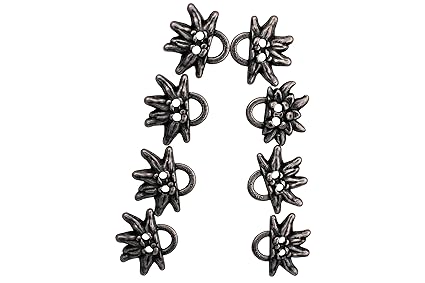Hartmann-Knöpfe 8 Stück, Edelweiss Miederhaken Miederösen für Dirndl Mieder Silber Antik Blume Blüte aus Metall, Zum Annähen 