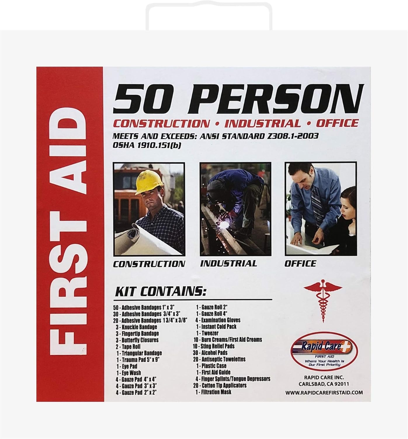Rapid Care First Aid RC-10MAN-W 10 Person 106 Piece ANSI/OSHA Compliant Emergency First Aid Kit in Wall Mountable Poly Case: Home Improvement