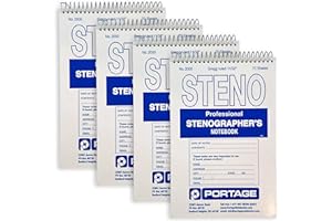 Portage Steno Notebook | 6" x 9" With Ultra Thick Backing Perfect For Writing Wherever You Need, 70 Sheets of Quality, Gregg Ruled Paper, Top Spiral Bound