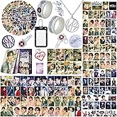 Yanmzmin Stray Merch Gifts Set, Including 55 Postcards, 96 Stickers, 2 Keychain, 2 Pins, 2 Paper Tape, 2 Fridge Magnet, ID Badge Holder, Pocket Notebook and Pendant for Skz's Stays Fans Gifts