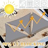 Teynewer 5x5x5m Triangle Shade Sail Waterproof UV 98% Light Grey with Rope view 2